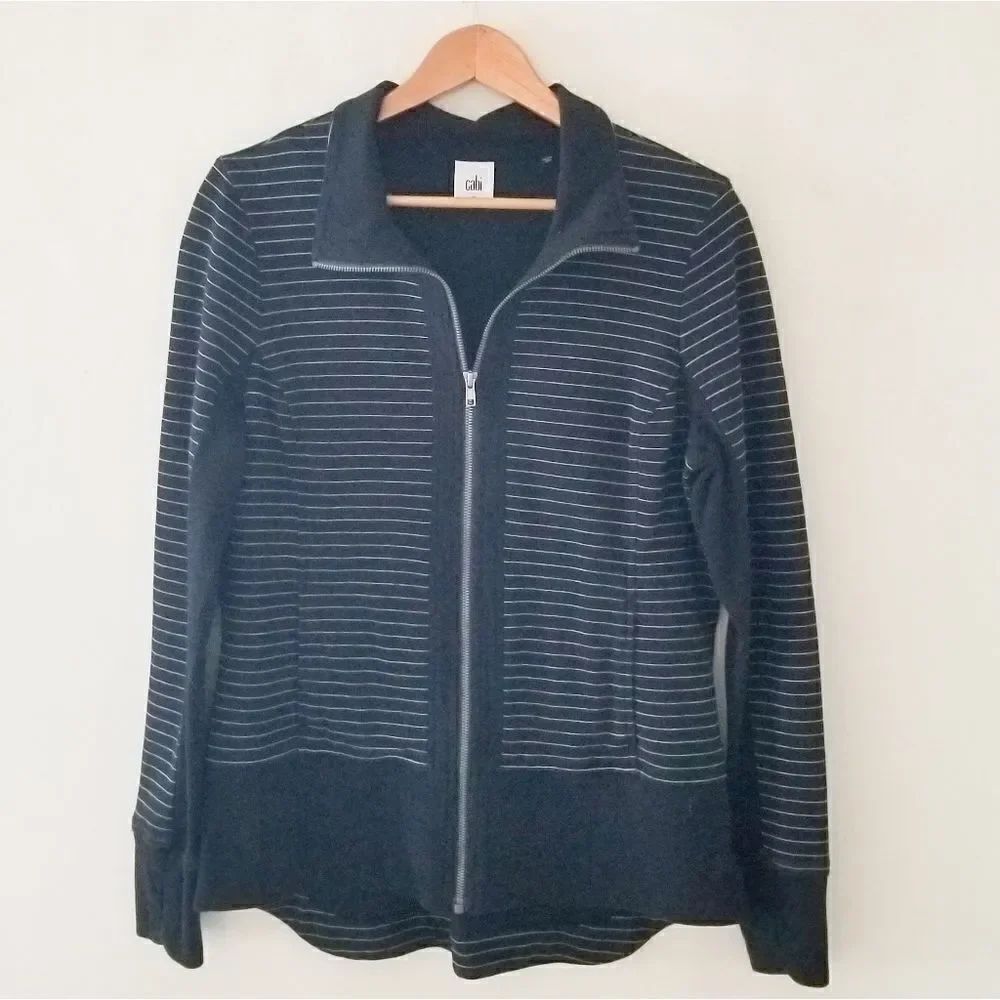 Cabi full zip sweatshirt high low hem medium